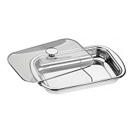 Assadeira 43cm 4 Litros Cosmos Retangular Aço Inox Tramontina Com Tampa Vidro